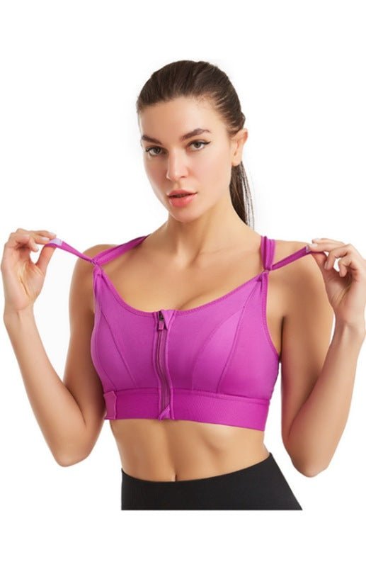 Adjustable Front Zip Sports Bra - ElegantAlpha