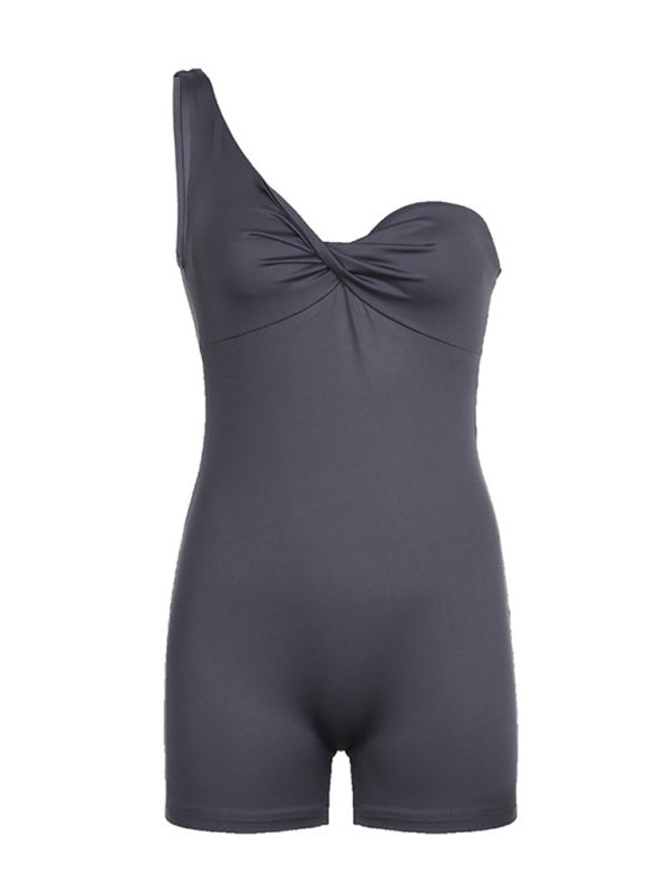 Asymmetrical Twist Bandeau Sports Jumpsuit - ElegantAlpha®