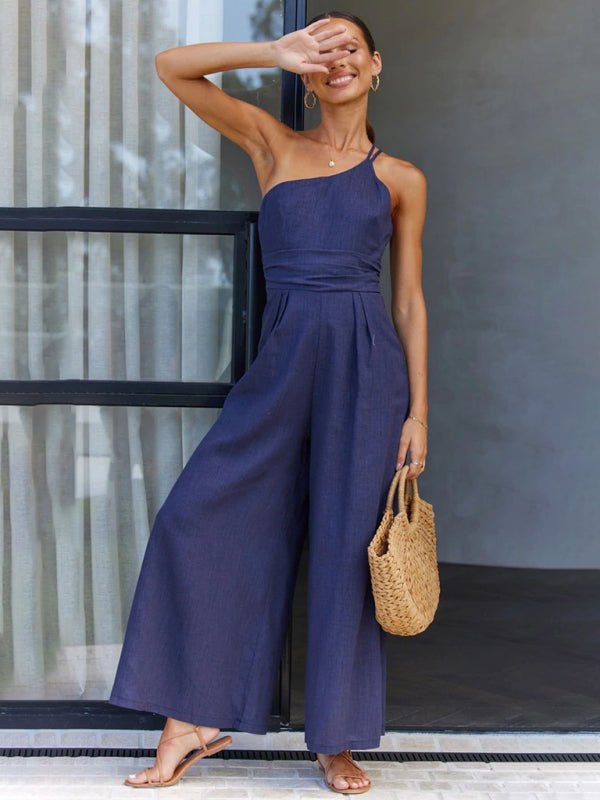 backless loose wide - leg jumpsuit - ElegantAlpha