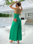 backless loose wide - leg jumpsuit - ElegantAlpha