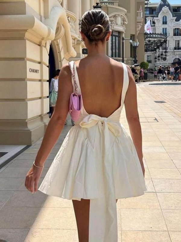 Backless strappy bow dress - ElegantAlpha