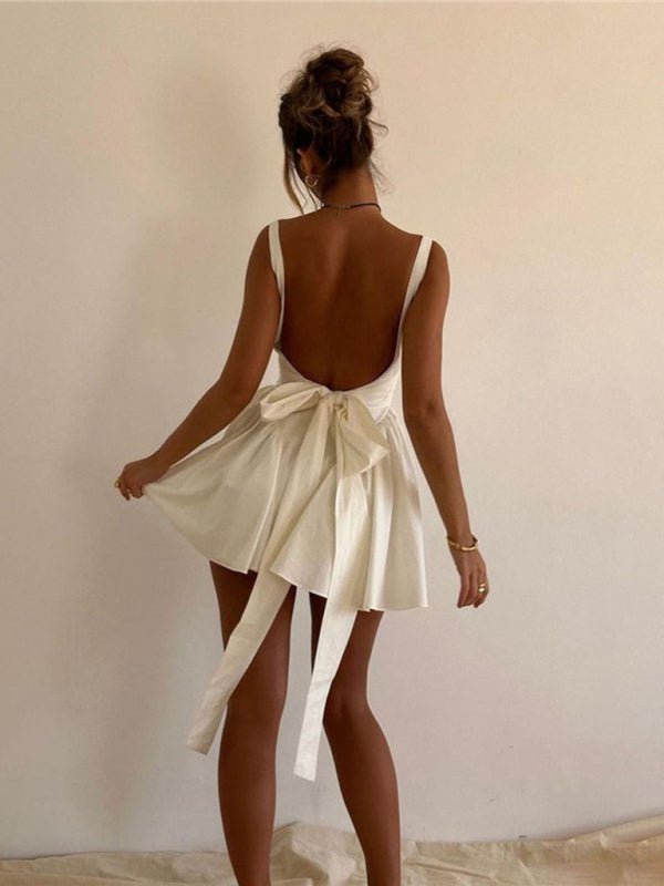 Backless strappy bow dress - ElegantAlpha