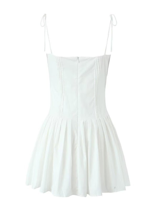 Backless Suspender Pleated Short Dress - ElegantAlpha