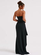 Bateau neck high slit dress - ElegantAlpha