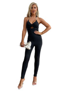 Black hollow suspender jumpsuit - ElegantAlpha