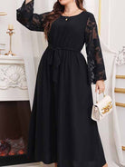 Black polka dot patchwork dress - ElegantAlpha