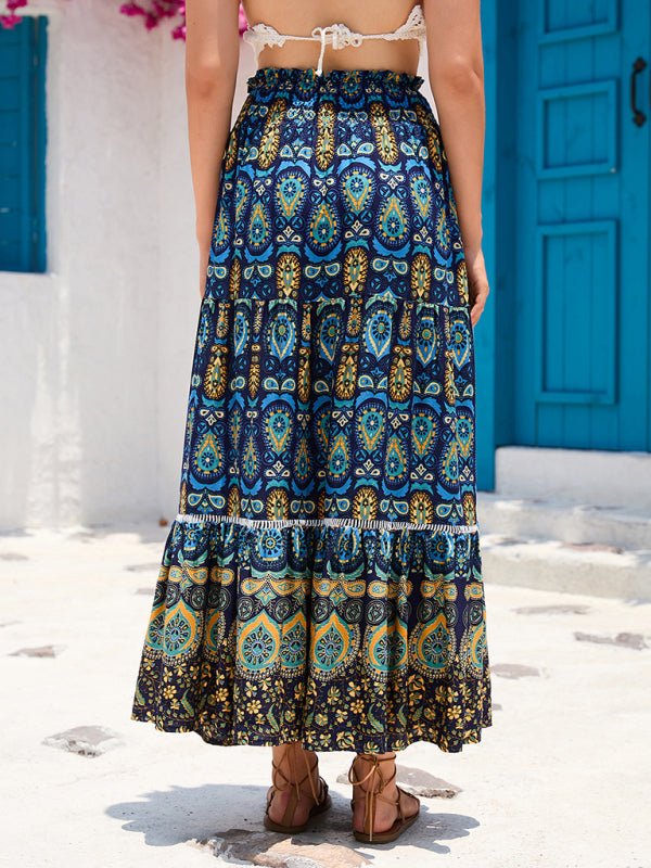 Bohemian Hollow Printed Patchwork Skirt - ElegantAlpha®