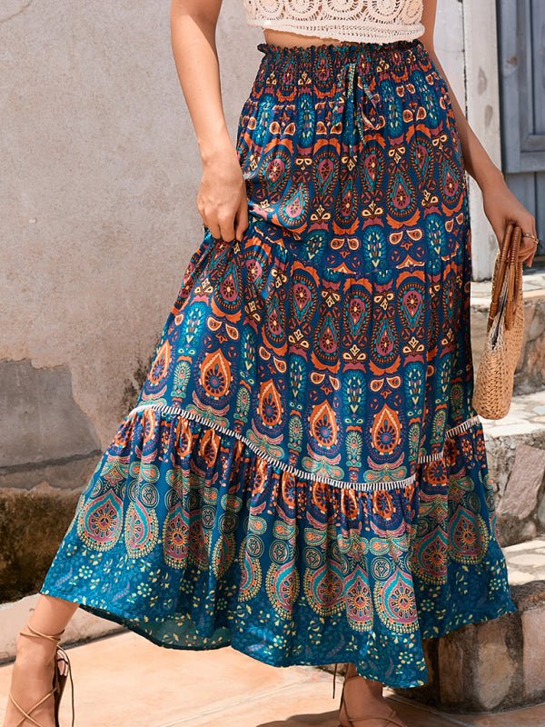 Bohemian Hollow Printed Patchwork Skirt - ElegantAlpha®