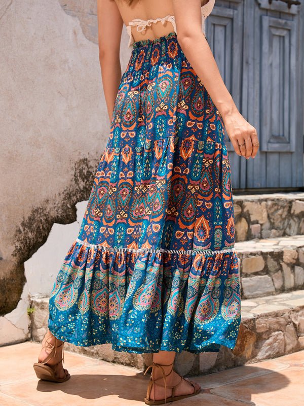 Bohemian Hollow Printed Patchwork Skirt - ElegantAlpha®