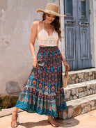 Bohemian Hollow Printed Patchwork Skirt - ElegantAlpha