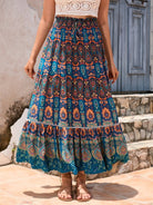 Bohemian Hollow Printed Patchwork Skirt - ElegantAlpha