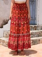 Bohemian Hollow Printed Patchwork Skirt - ElegantAlpha