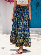 Bohemian Hollow Printed Patchwork Skirt - ElegantAlpha