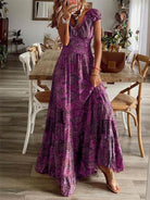 Bohemian long waist floral print dress - ElegantAlpha