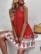 Bohemian print halter neck dress - ElegantAlpha®