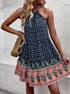 Bohemian print halter neck dress - ElegantAlpha®