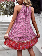 Bohemian print halter neck dress - ElegantAlpha®