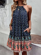 Bohemian print halter neck dress - ElegantAlpha®