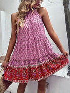 Bohemian print halter neck dress - ElegantAlpha®