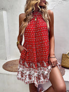 Bohemian print halter neck dress - ElegantAlpha®