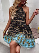 Bohemian print halter neck dress - ElegantAlpha®