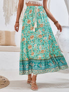 Bohemian printed waist drawstring skirt - ElegantAlpha®