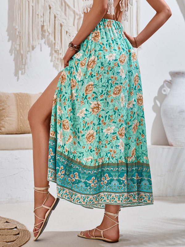 Bohemian printed waist drawstring skirt - ElegantAlpha®