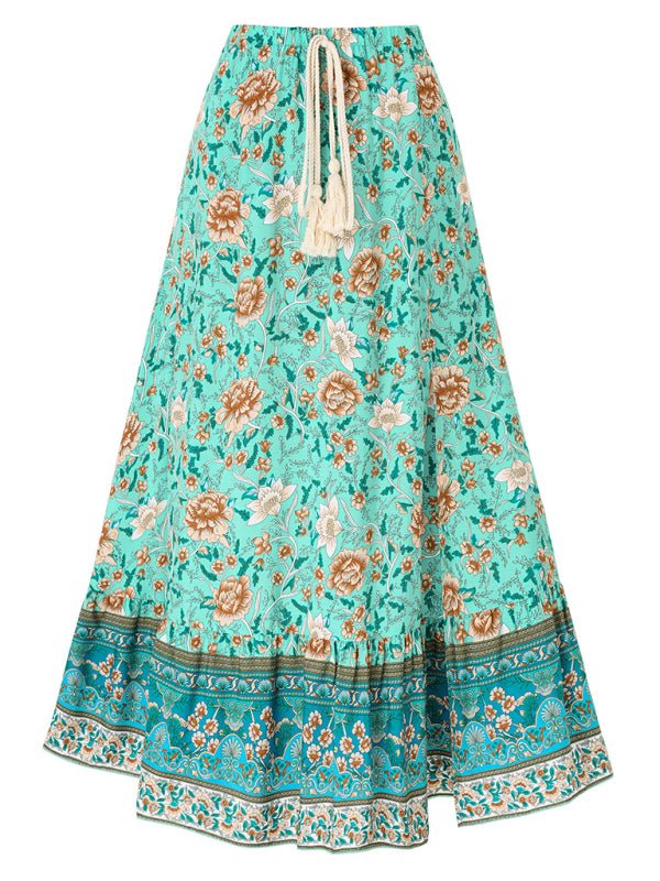 Bohemian printed waist drawstring skirt - ElegantAlpha®