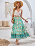 Bohemian printed waist drawstring skirt - ElegantAlpha®