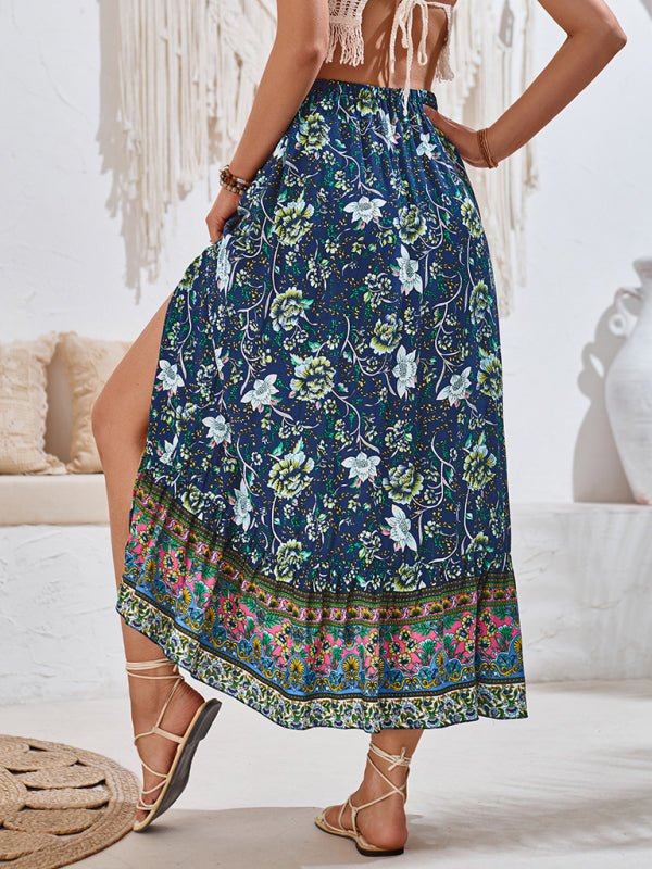 Bohemian printed waist drawstring skirt - ElegantAlpha®