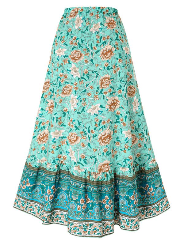 Bohemian printed waist drawstring skirt - ElegantAlpha®