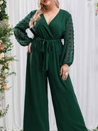 Bowknot Lace Straight Loose High Waist Jumpsuit - ElegantAlpha