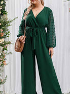 Bowknot Lace Straight Loose High Waist Jumpsuit - ElegantAlpha