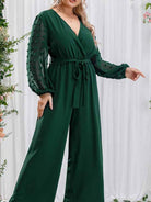 Bowknot Lace Straight Loose High Waist Jumpsuit - ElegantAlpha