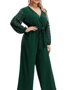 Bowknot Lace Straight Loose High Waist Jumpsuit - ElegantAlpha