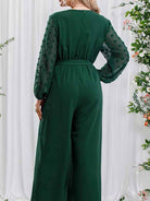 Bowknot Lace Straight Loose High Waist Jumpsuit - ElegantAlpha