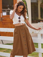 Button High Waist Skirt - ElegantAlpha®