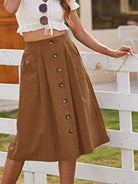 Button High Waist Skirt - ElegantAlpha®