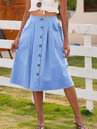 Button High Waist Skirt - ElegantAlpha®