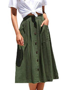 Button High Waist Skirt - ElegantAlpha®