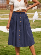 Button High Waist Skirt - ElegantAlpha®