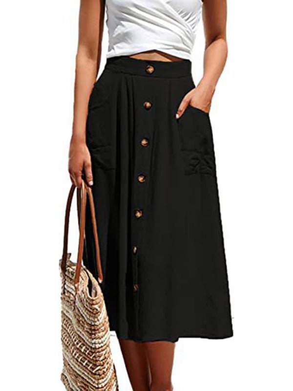 Button High Waist Skirt - ElegantAlpha®