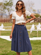 Button High Waist Skirt - ElegantAlpha®