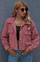 Button Up Cropped Corduroy Jacket - ElegantAlpha®