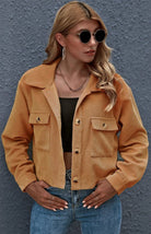 Button Up Cropped Corduroy Jacket - ElegantAlpha®