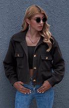 Button Up Cropped Corduroy Jacket - ElegantAlpha®