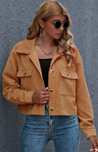 Button Up Cropped Corduroy Jacket - ElegantAlpha®