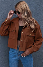 Button Up Cropped Corduroy Jacket - ElegantAlpha®