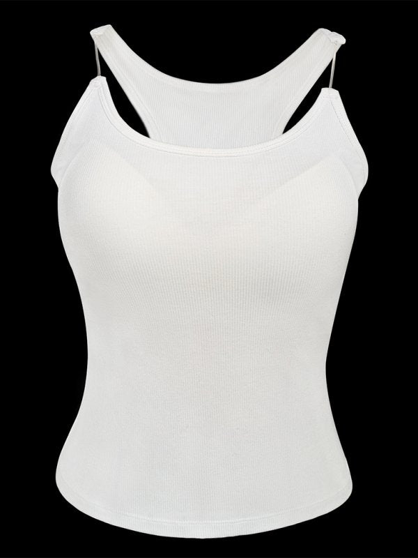 Camisole with Padded Ribbed Knit Top - ElegantAlpha