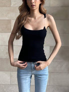 Camisole with Padded Ribbed Knit Top - ElegantAlpha